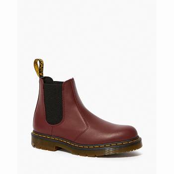 Dr Martens Férfi 2976 Slip Resistant Bőr Chelsea Csizma Bordó